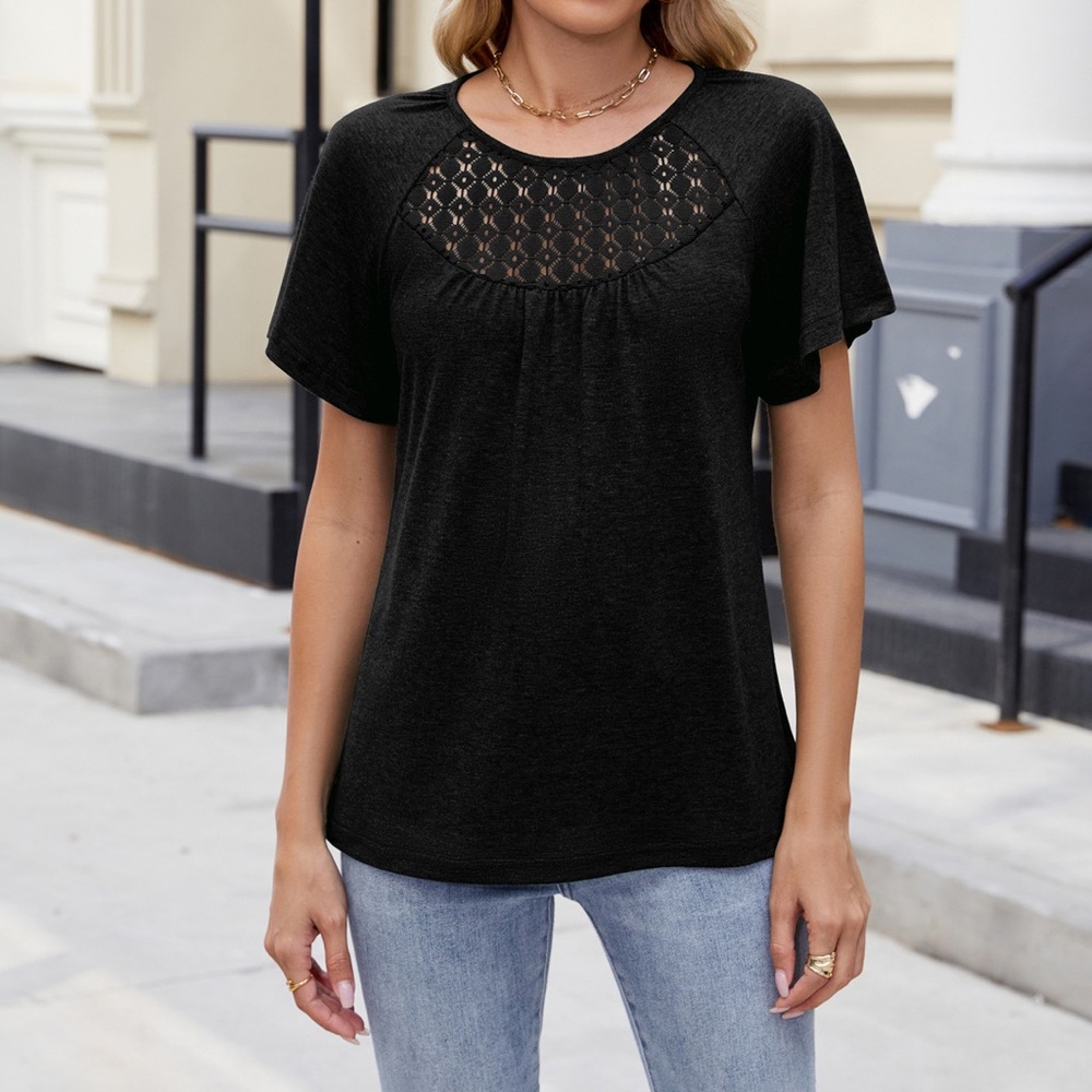 Chic Black Lace Detail Top